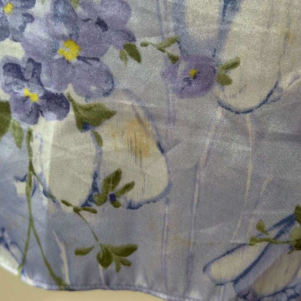 Vintage Gilligan O'Malley Floral Satin Robe Chemise Set Lilac Nightgown Medium - Picture 6 of 9